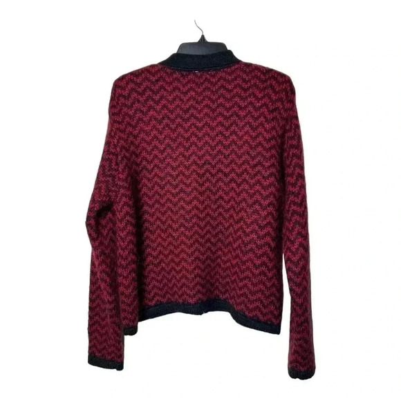 1535. VINTAGE PAUL HARRIS‎ DESIGNS MOHAIR LONG SLEEVE FULL ZIP CARDIGAN CHEVRON - Picture 6 of 9